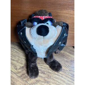 Looney Tunes Tasmanian Devil 10" Plush Biker Stuffed Animal Toy 24K Vintage 1992